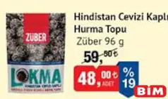 ZÜBER HİNDİSTAN CEVİZİ KAPLI HURMA TOPU 96 G